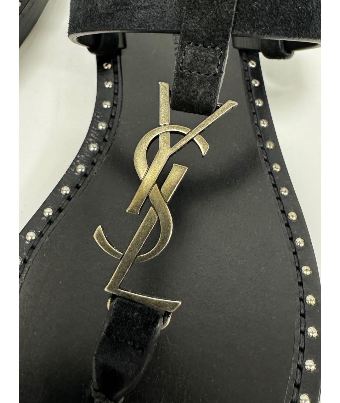 SAINT LAURENT Черные кожаные сандалии, фото 5