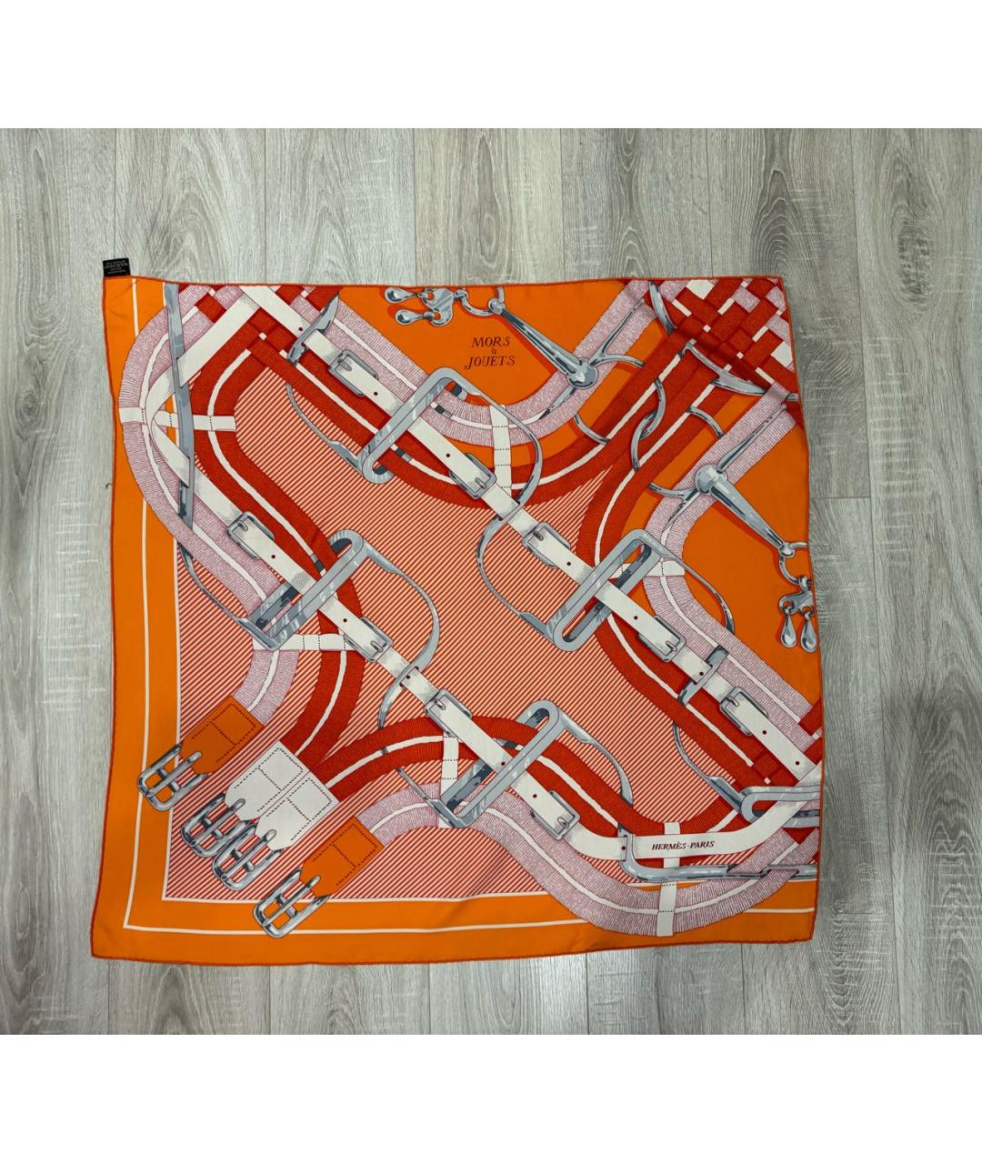 HERMES PRE-OWNED Оранжевый шелковый платок, фото 8