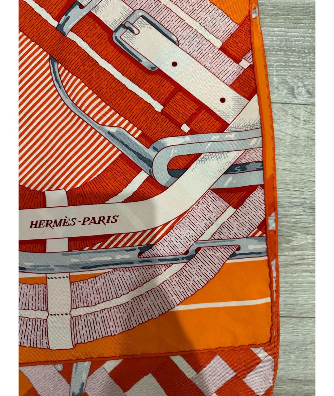 HERMES PRE-OWNED Оранжевый шелковый платок, фото 2