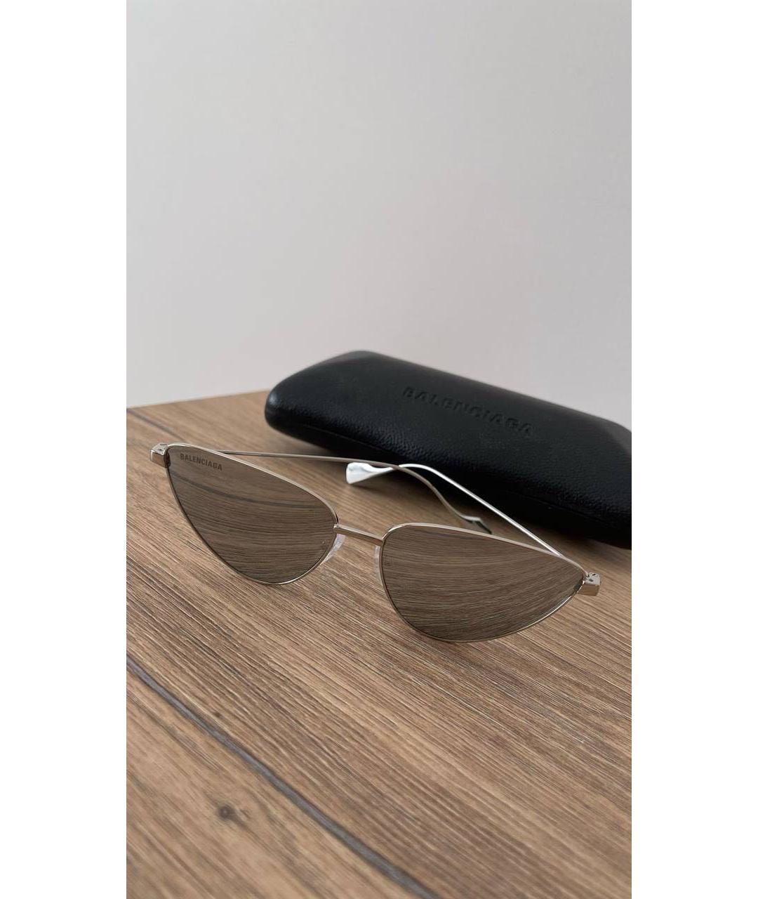 BALENCIAGA Серебряные металлические солнцезащитные очки, фото 6