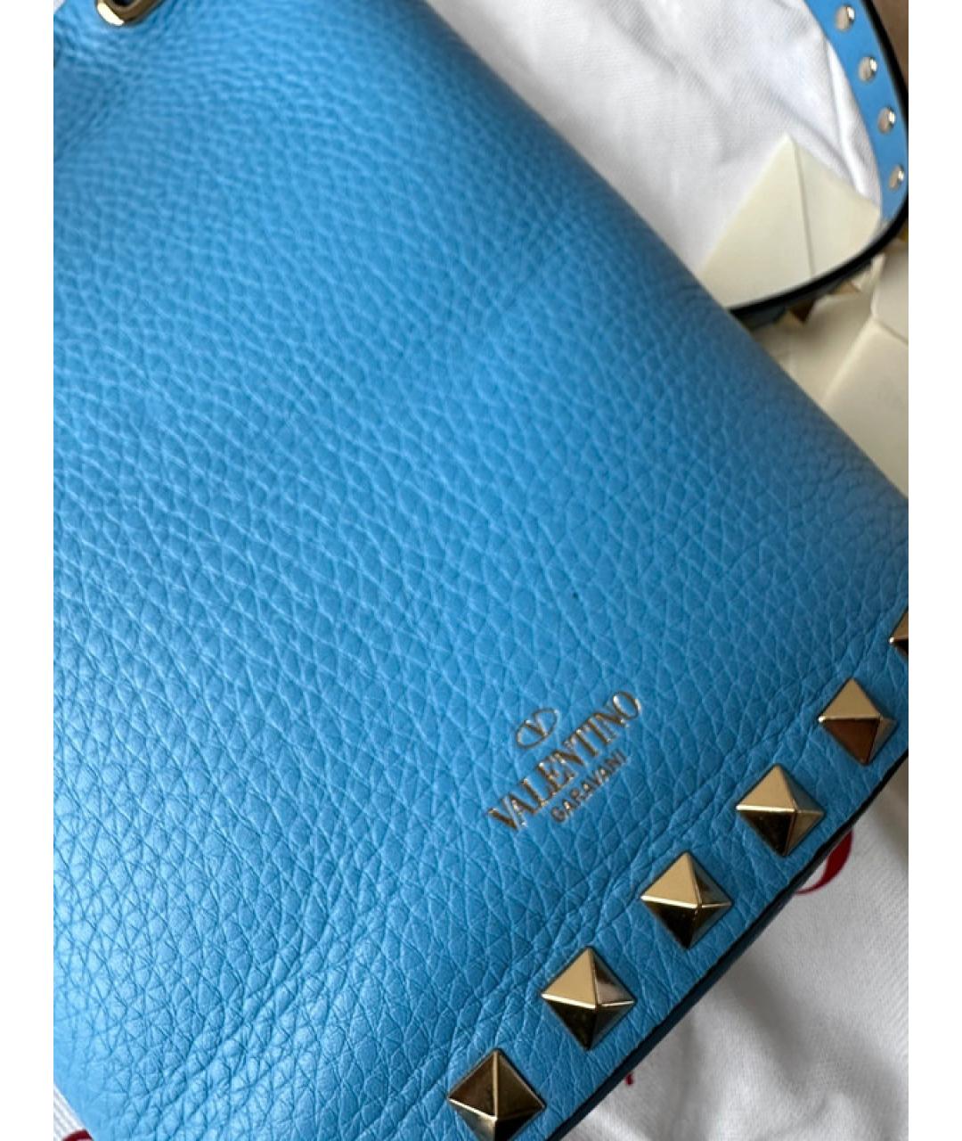 VALENTINO Синяя кожаная сумка с короткими ручками, фото 3