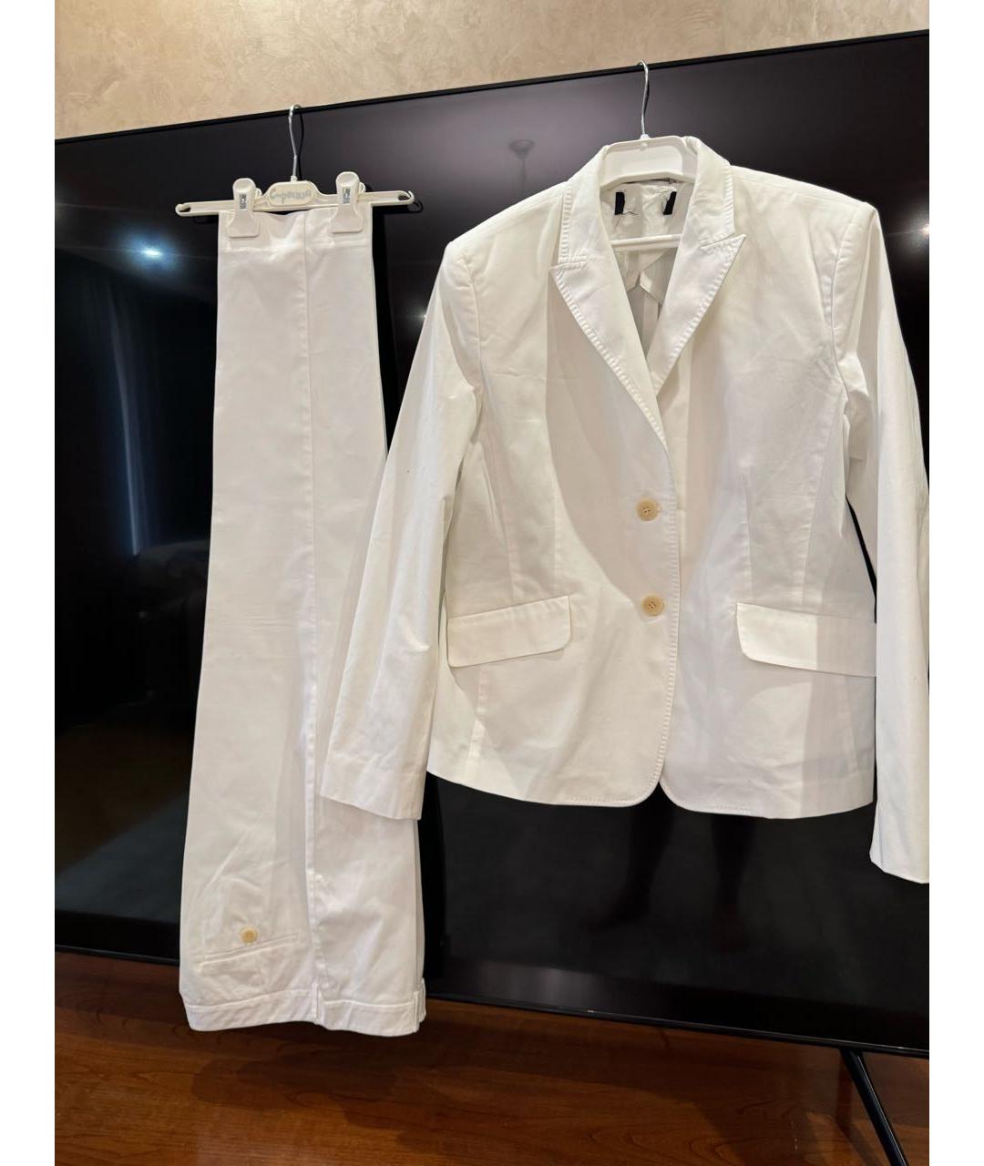 WEEKEND MAX MARA Белый хлопковый костюм с брюками, фото 4