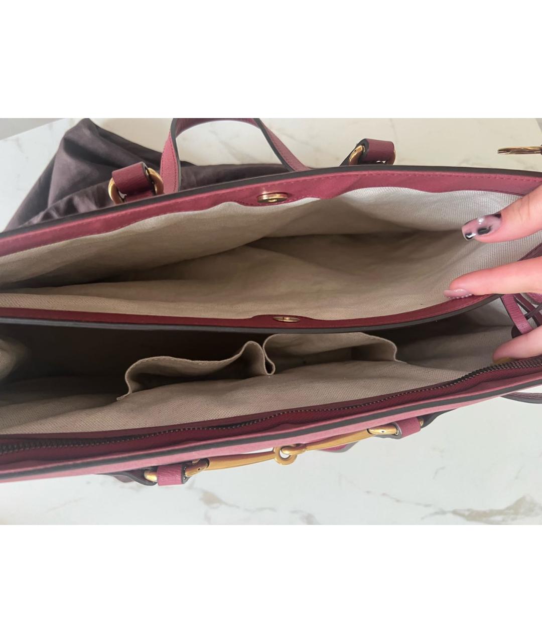GUCCI Бордовая кожаная сумка с короткими ручками, фото 4