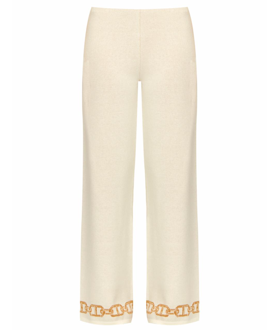 TWIN-SET Белые вискозные прямые брюки, фото 1