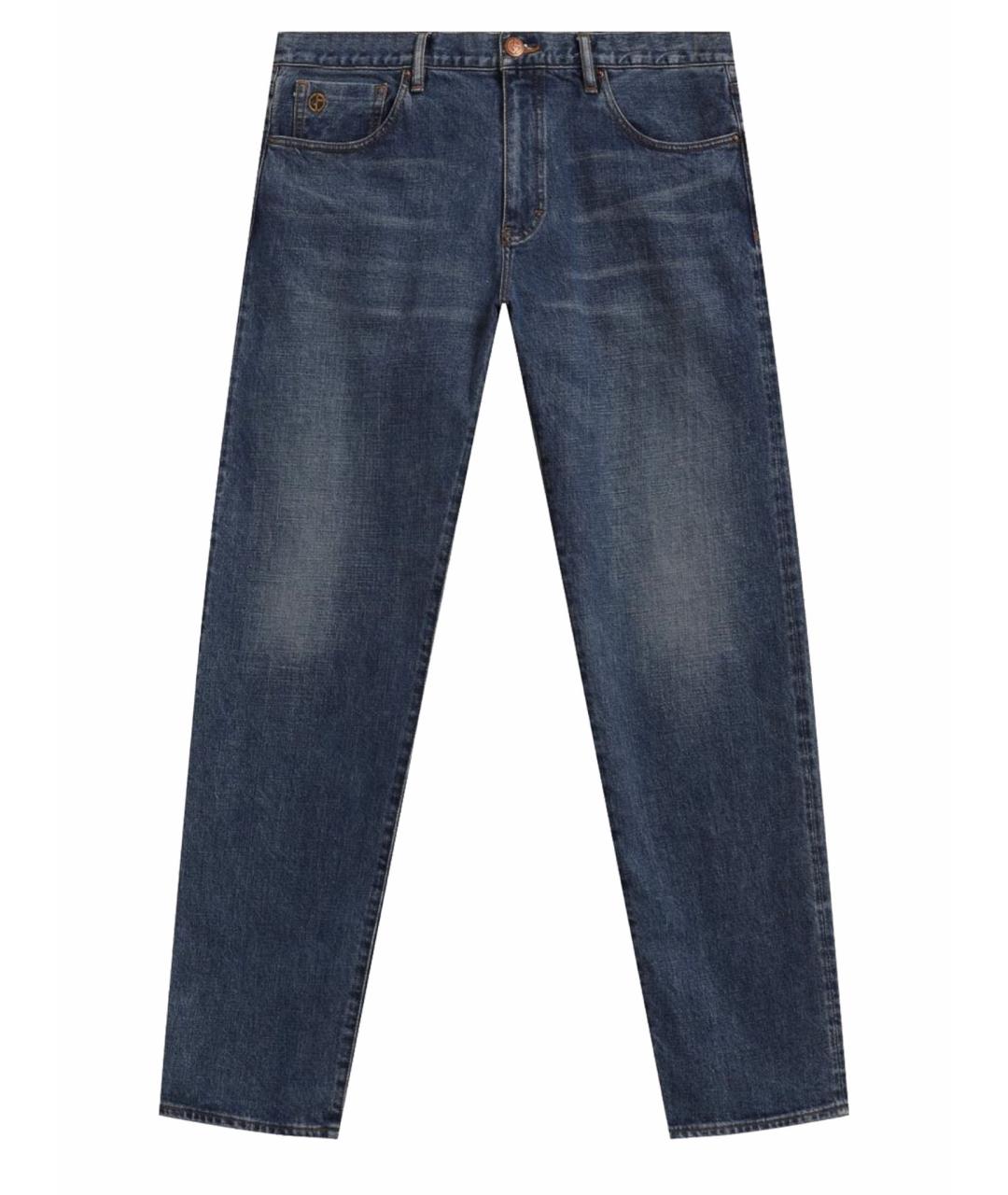 GIORGIO ARMANI Синие хлопковые джинсы скинни, фото 1