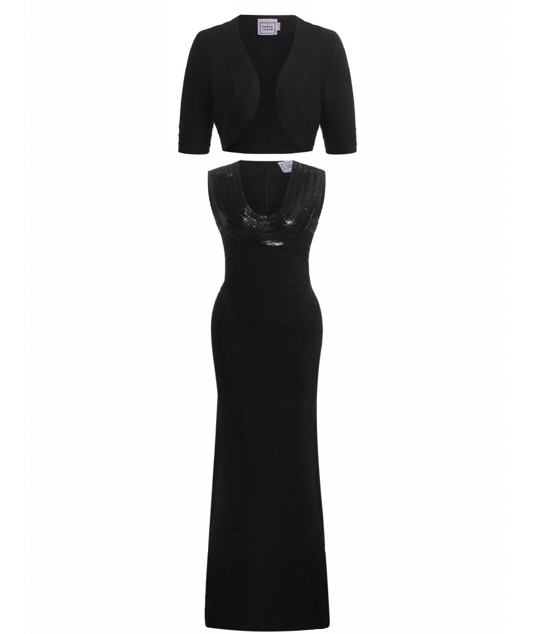 HERVE LEGER Черное вискозное вечернее платье, фото 1