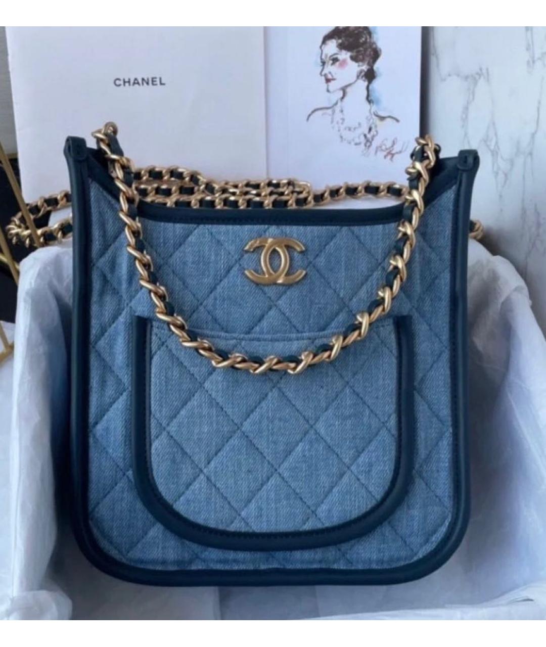 CHANEL Голубая сумка через плечо, фото 5