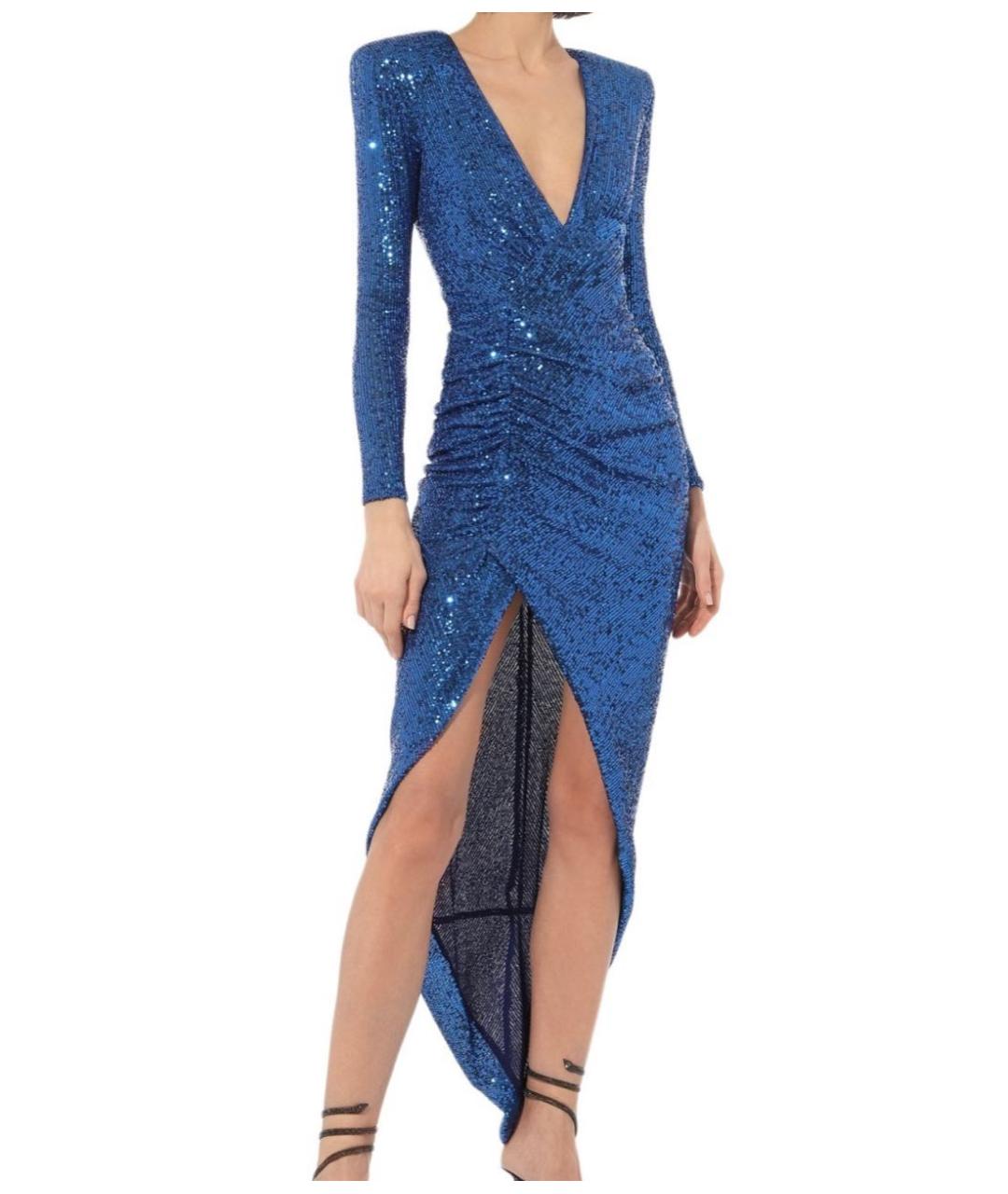 PINKO Синее полиэстеровое вечернее платье, фото 5