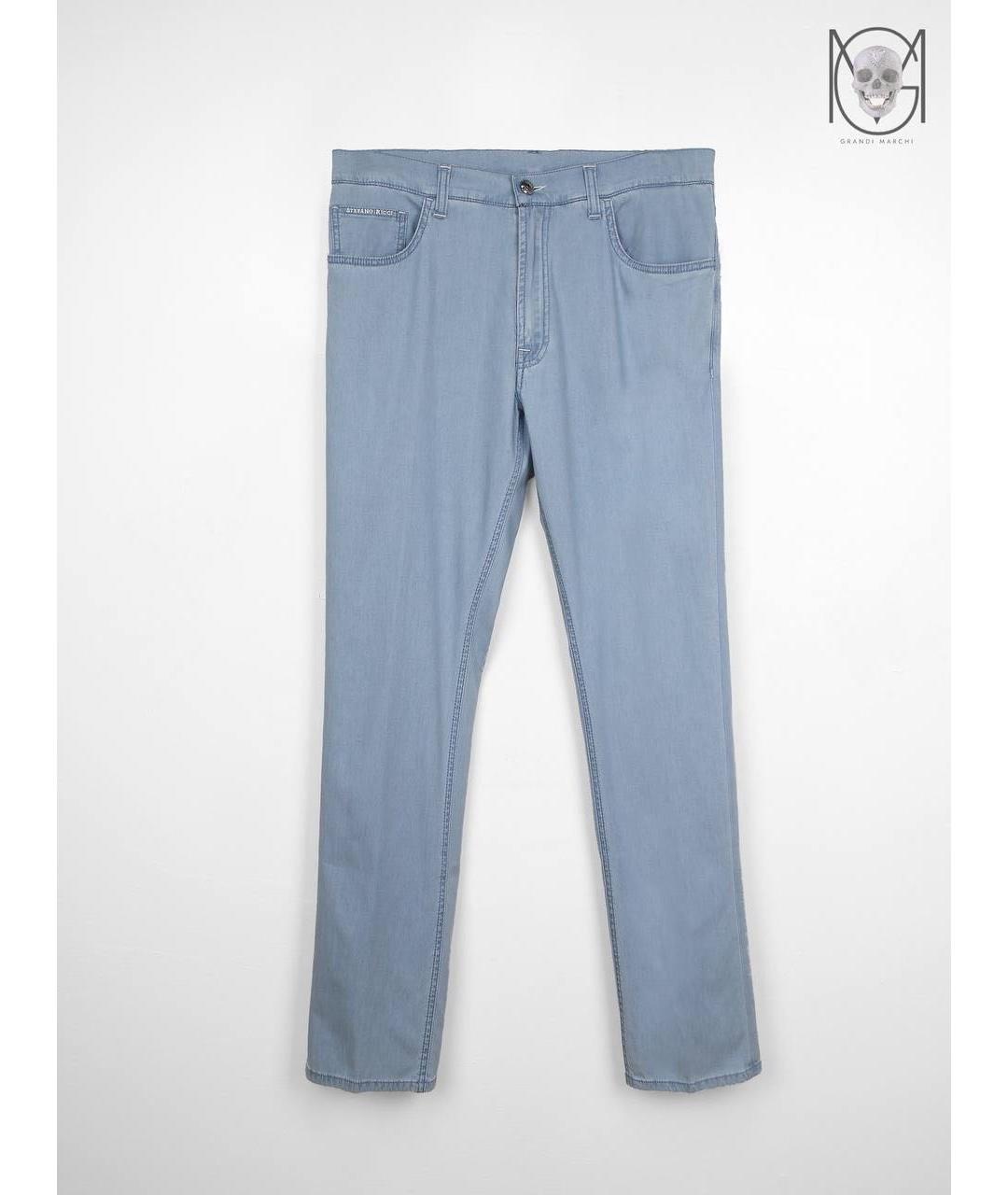 STEFANO RICCI Голубые хлопко-лиоцелловые прямые джинсы, фото 9