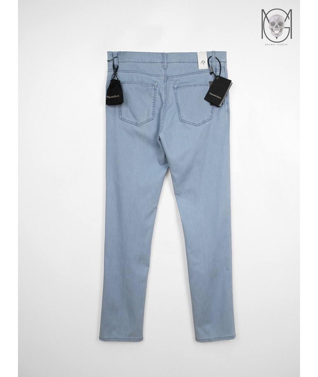 STEFANO RICCI Голубые хлопко-лиоцелловые прямые джинсы, фото 2