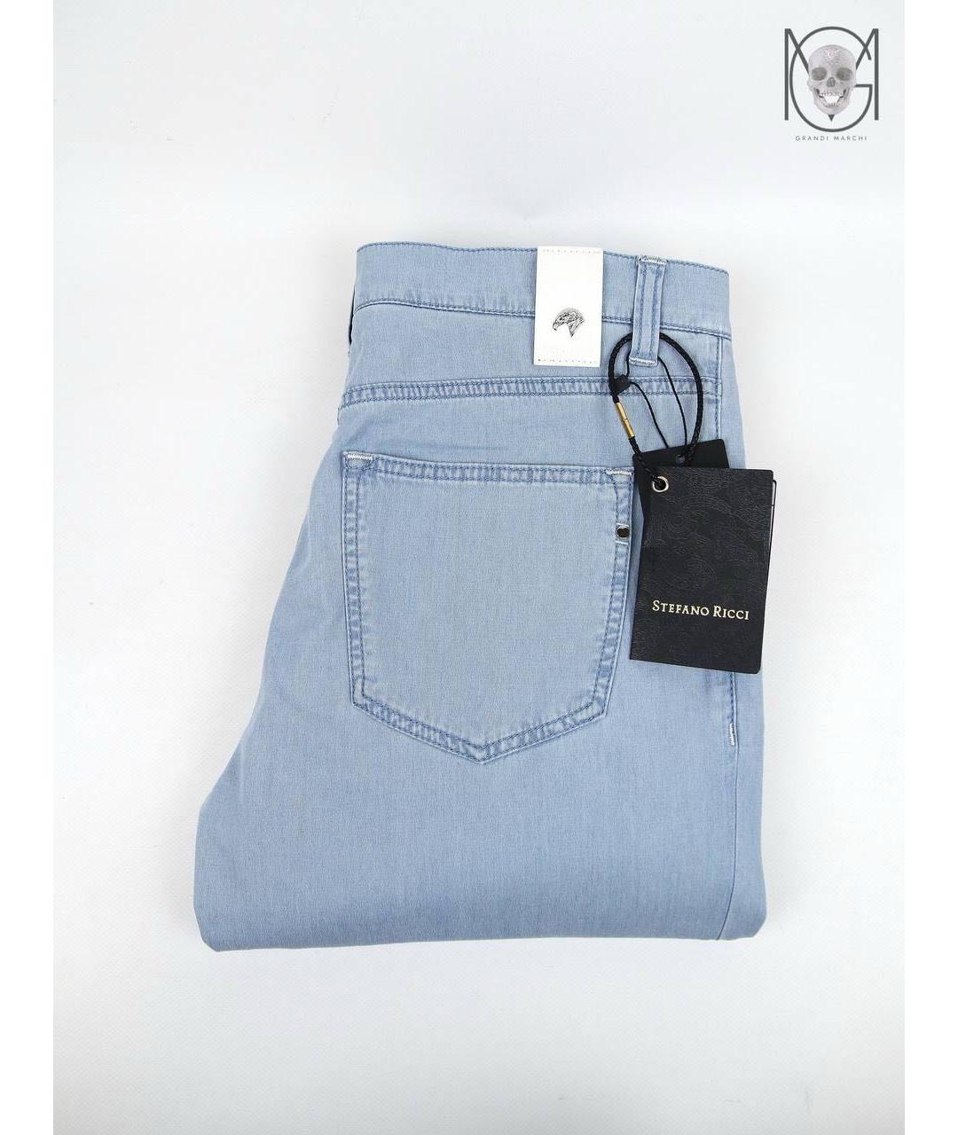 STEFANO RICCI Голубые хлопко-лиоцелловые прямые джинсы, фото 4