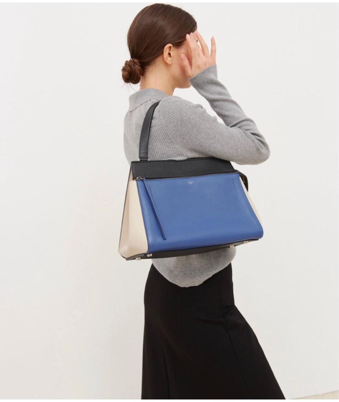 CELINE PRE-OWNED Синяя кожаная сумка с короткими ручками, фото 7