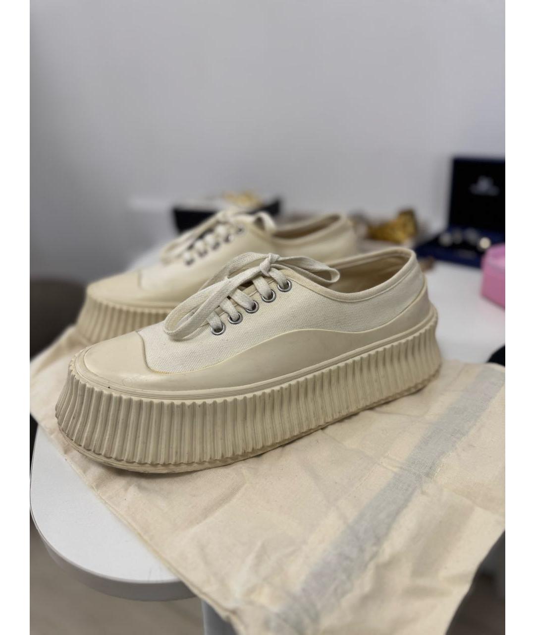 JIL SANDER Бежевые текстильные кеды, фото 6