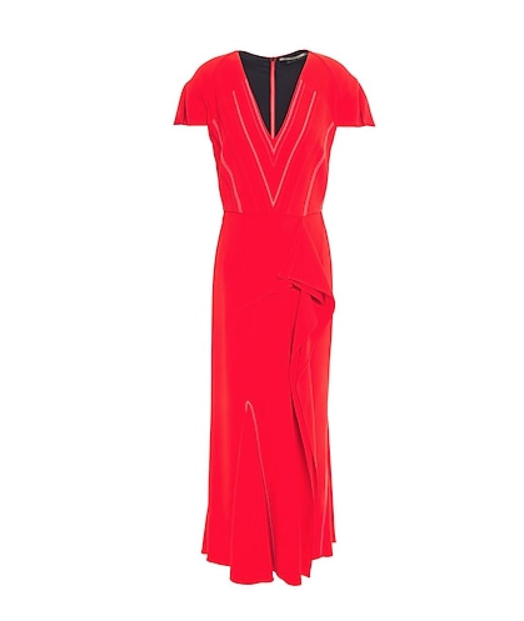 ROLAND MOURET Красное шелковое коктейльное платье, фото 1