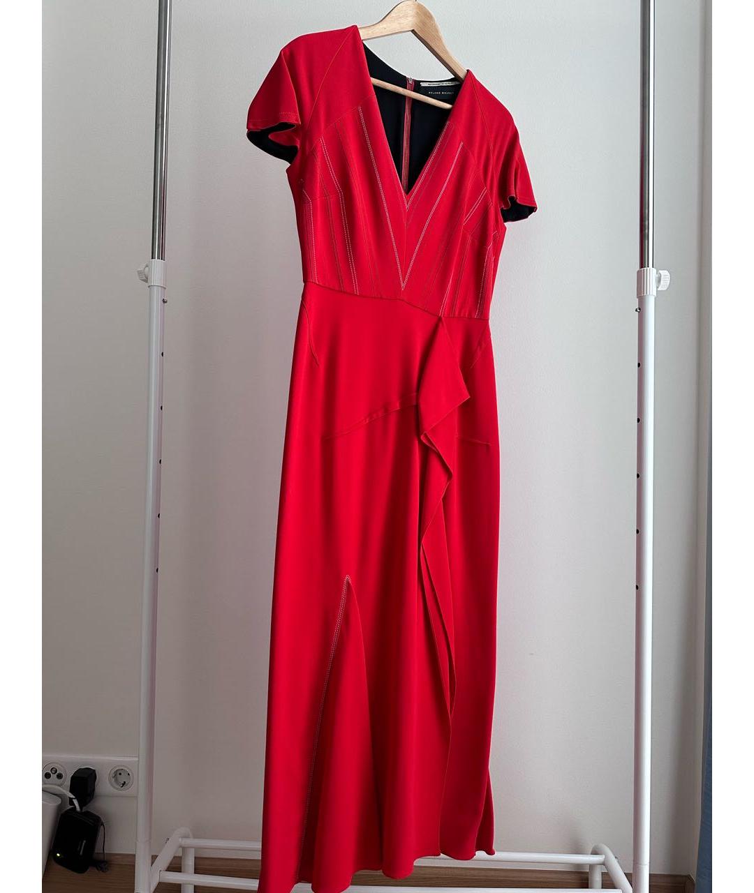 ROLAND MOURET Красное шелковое коктейльное платье, фото 2