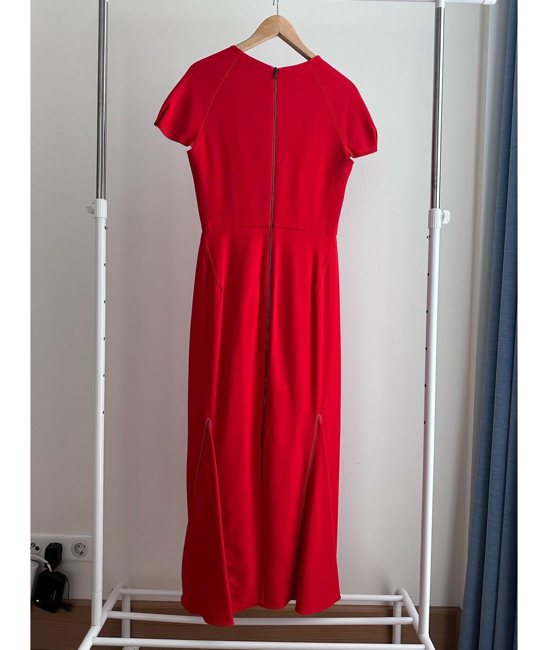 ROLAND MOURET Красное шелковое коктейльное платье, фото 3