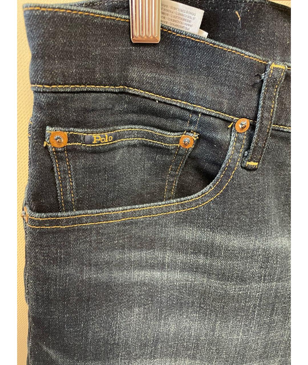 POLO RALPH LAUREN Темно-синие хлопко-эластановые джинсы скинни, фото 4