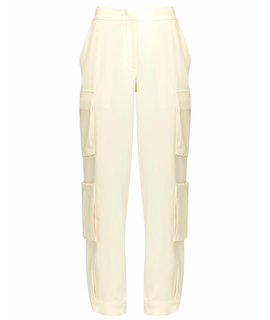 TWIN-SET Белые полиэстеровые прямые брюки, фото 1