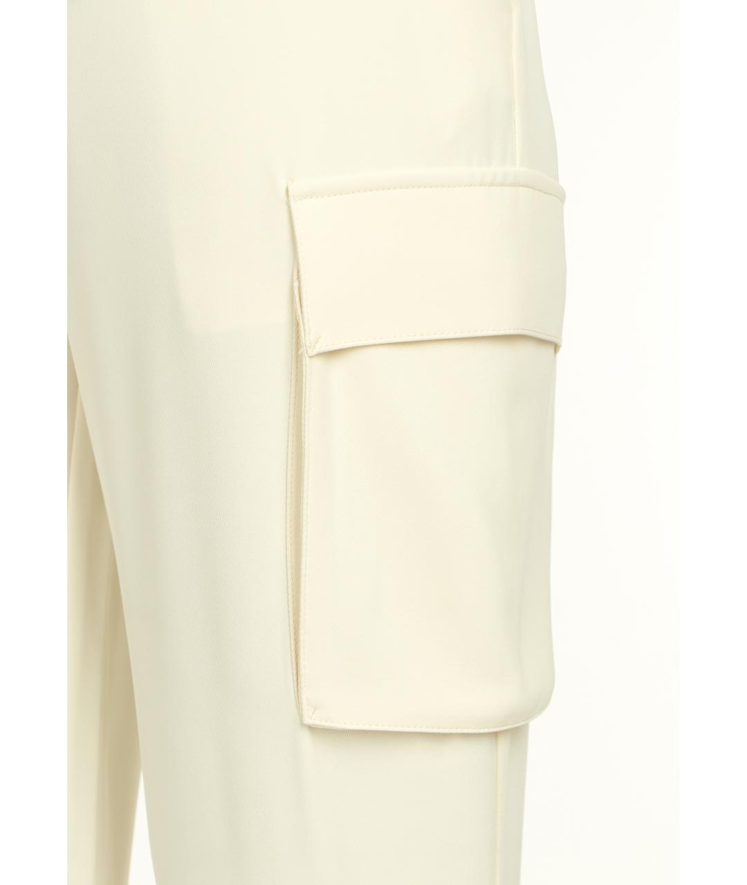 TWIN-SET Белые полиэстеровые прямые брюки, фото 4