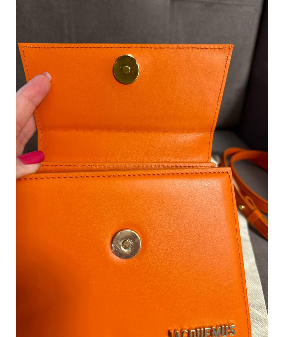 JACQUEMUS Оранжевая кожаная сумка через плечо, фото 5