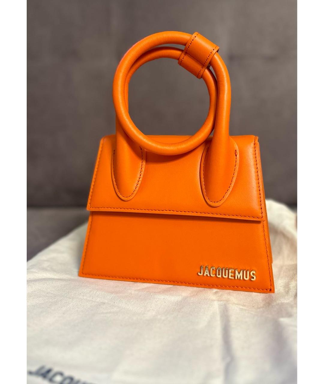 JACQUEMUS Оранжевая кожаная сумка через плечо, фото 9