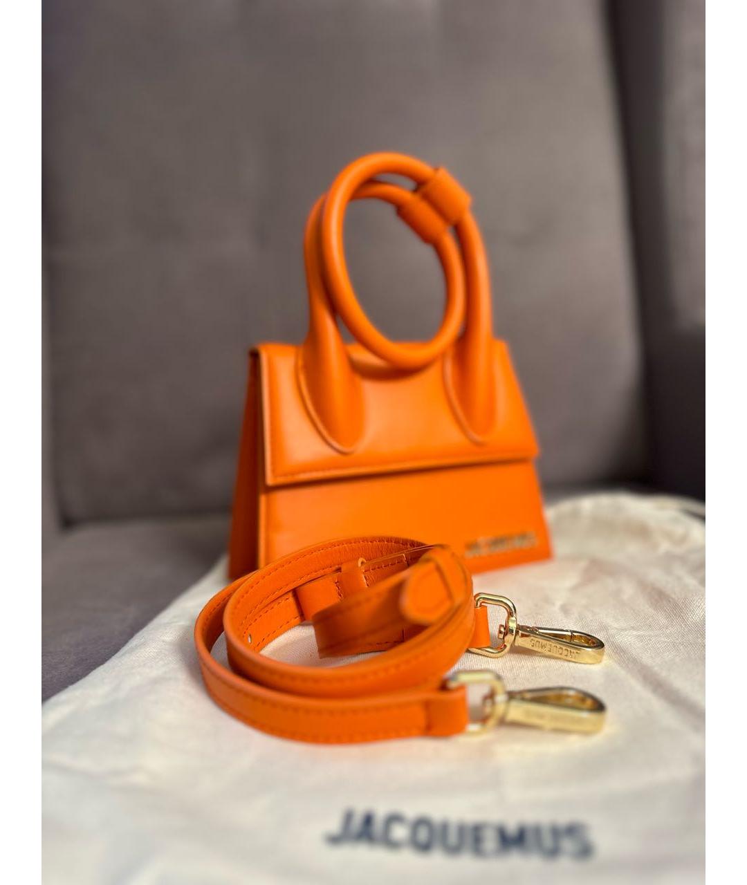 JACQUEMUS Оранжевая кожаная сумка через плечо, фото 8