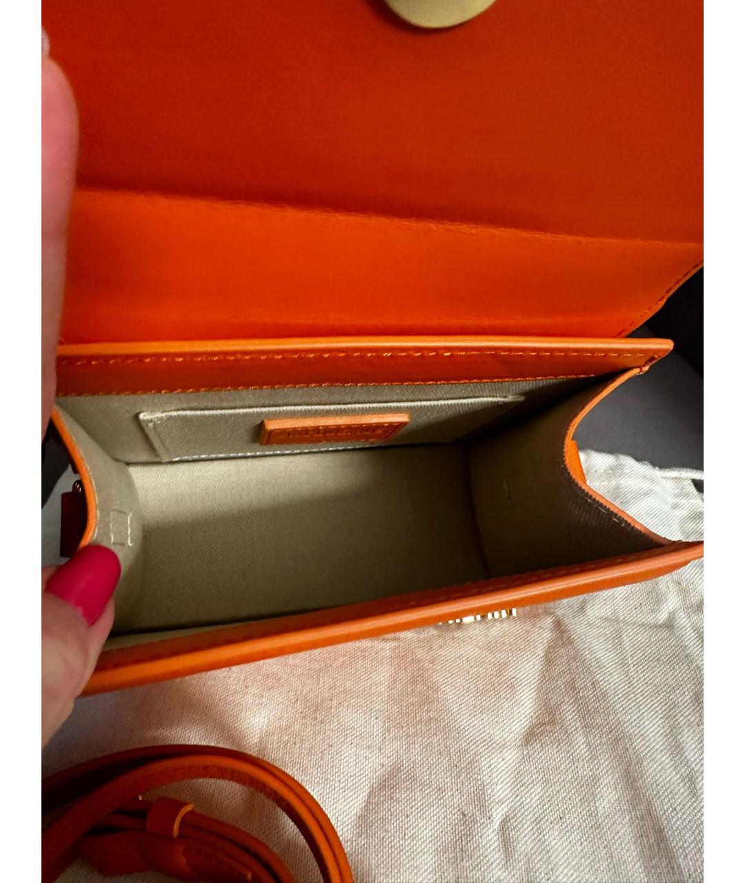 JACQUEMUS Оранжевая кожаная сумка через плечо, фото 7