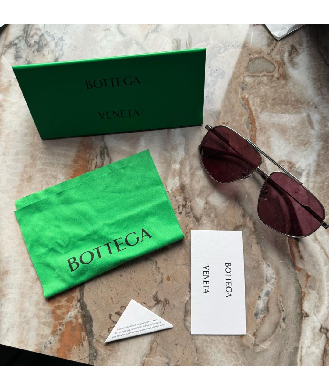 BOTTEGA VENETA Серебряные металлические солнцезащитные очки, фото 3