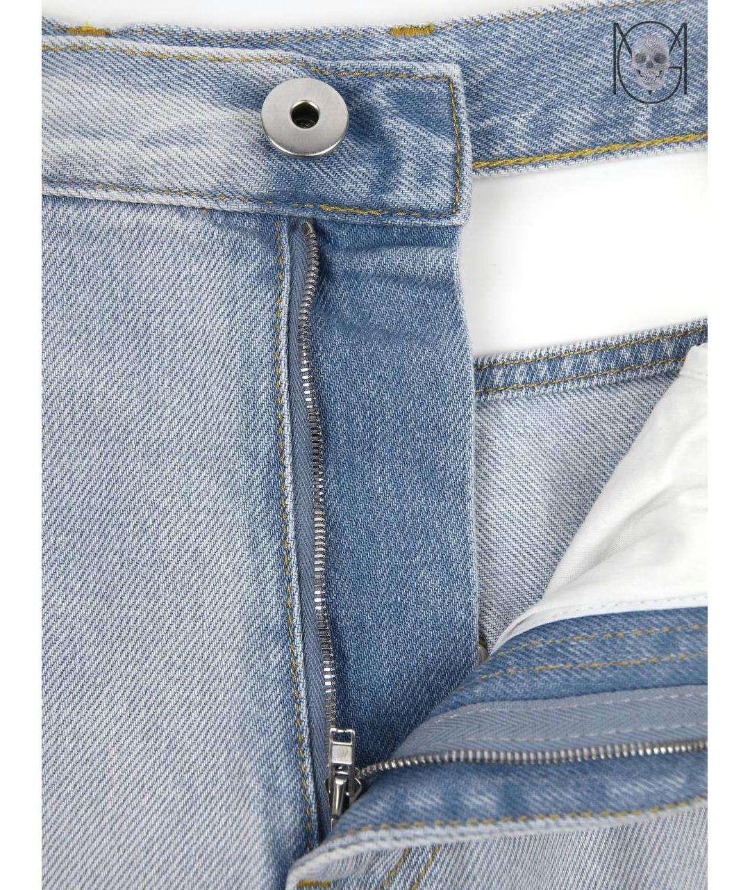 MAISON MARGIELA Голубые хлопковые прямые джинсы, фото 5