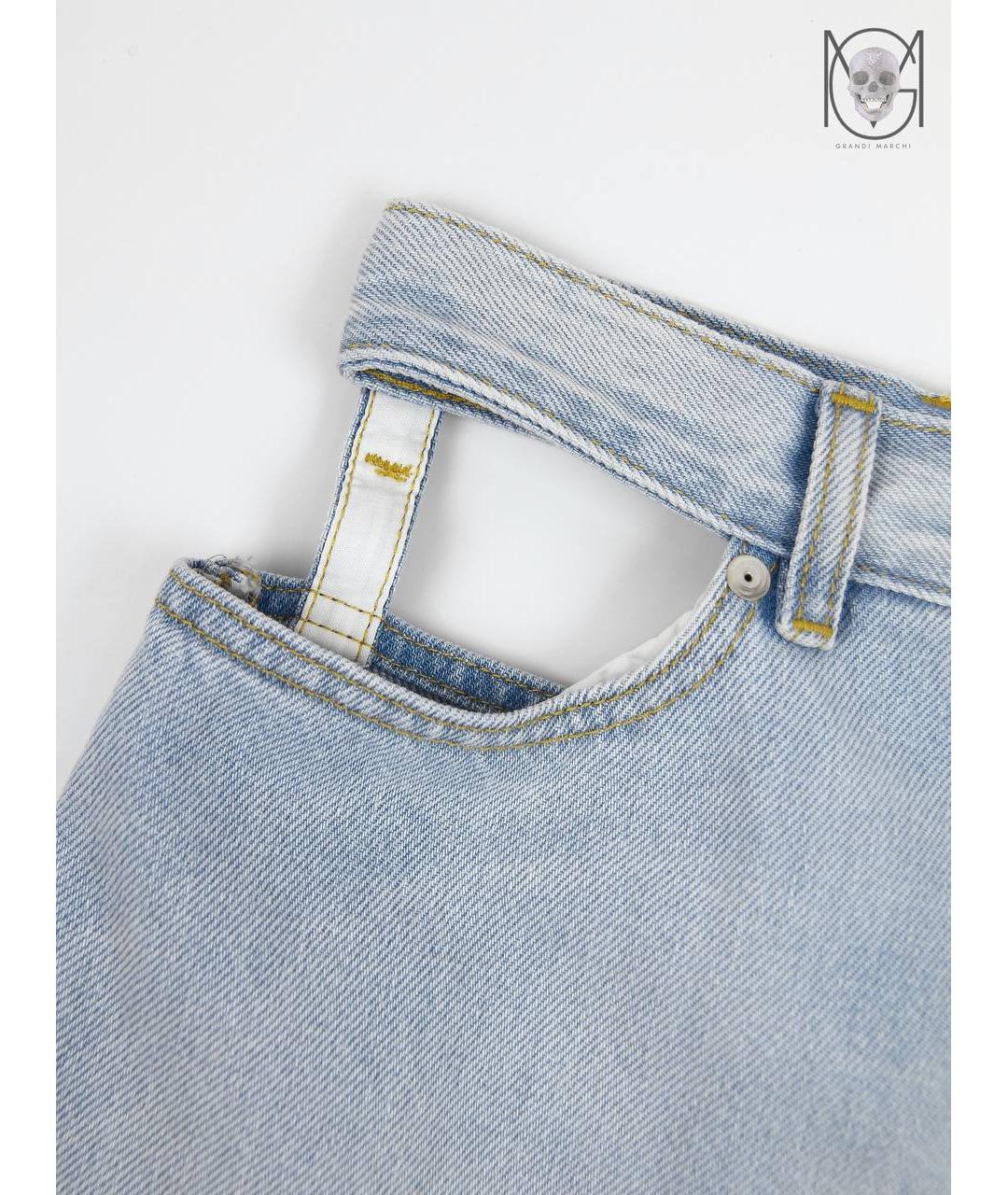 MAISON MARGIELA Голубые хлопковые прямые джинсы, фото 3