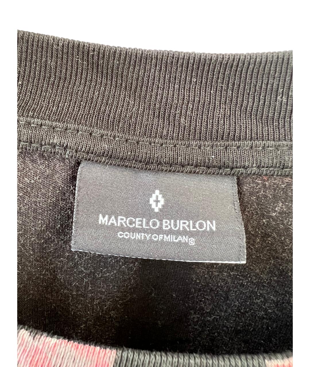 MARCELO BURLON COUNTY OF MILAN Черная хлопковая футболка, фото 2