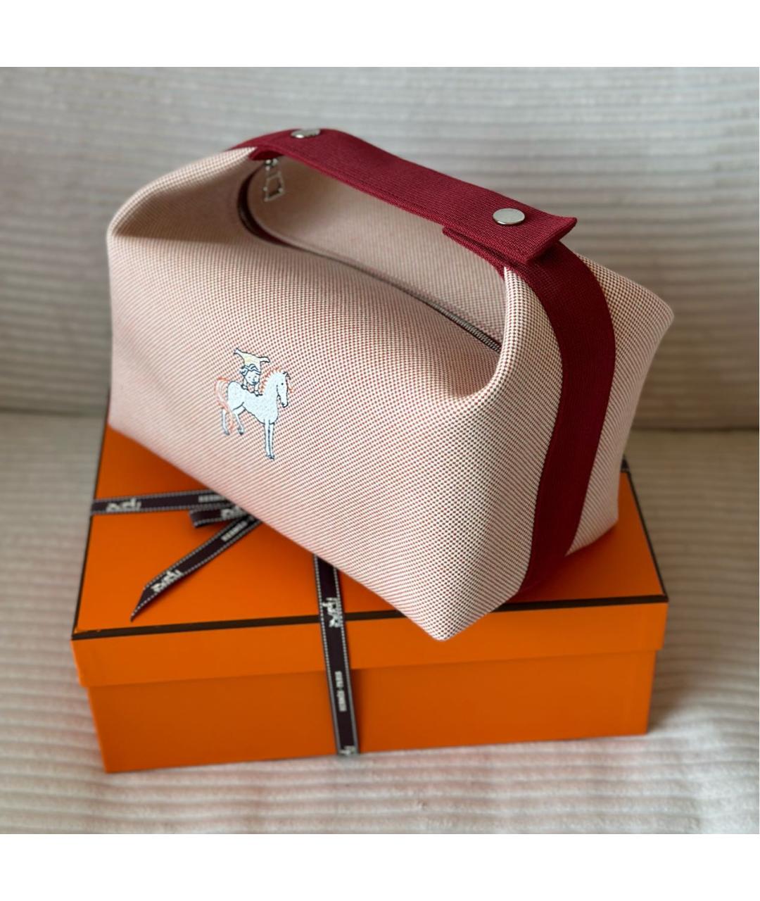 HERMES PRE-OWNED Красная хлопковая косметичка, фото 2