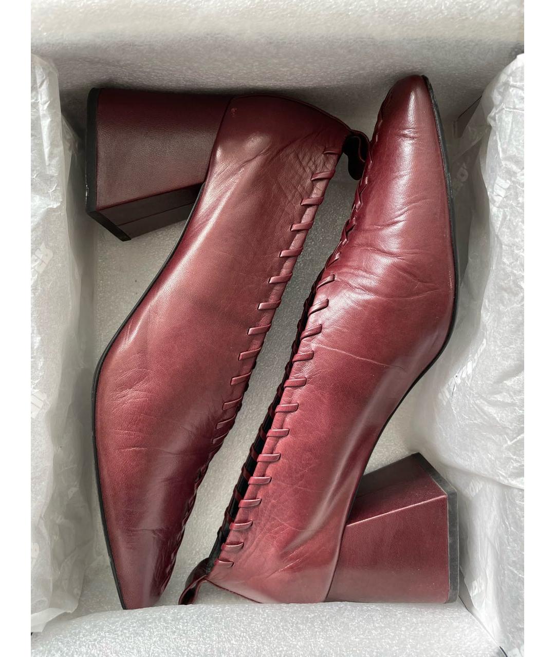JIL SANDER Бордовые кожаные туфли, фото 4