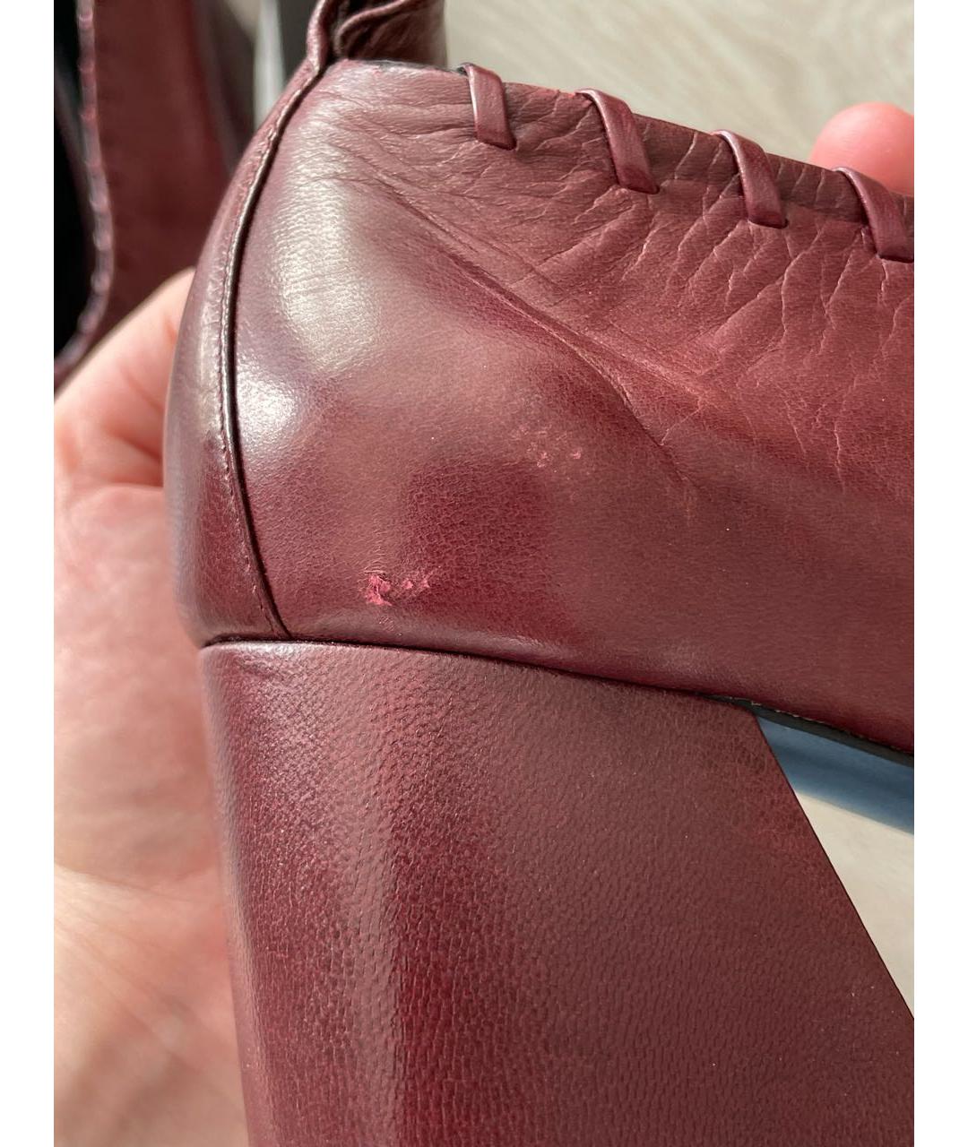 JIL SANDER Бордовые кожаные туфли, фото 5