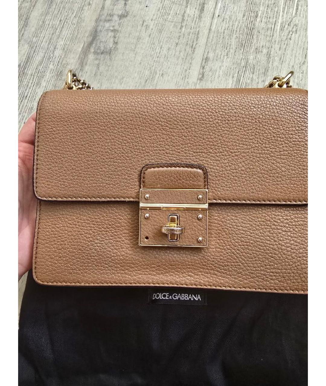 DOLCE&GABBANA Коричневая кожаная сумка тоут, фото 7