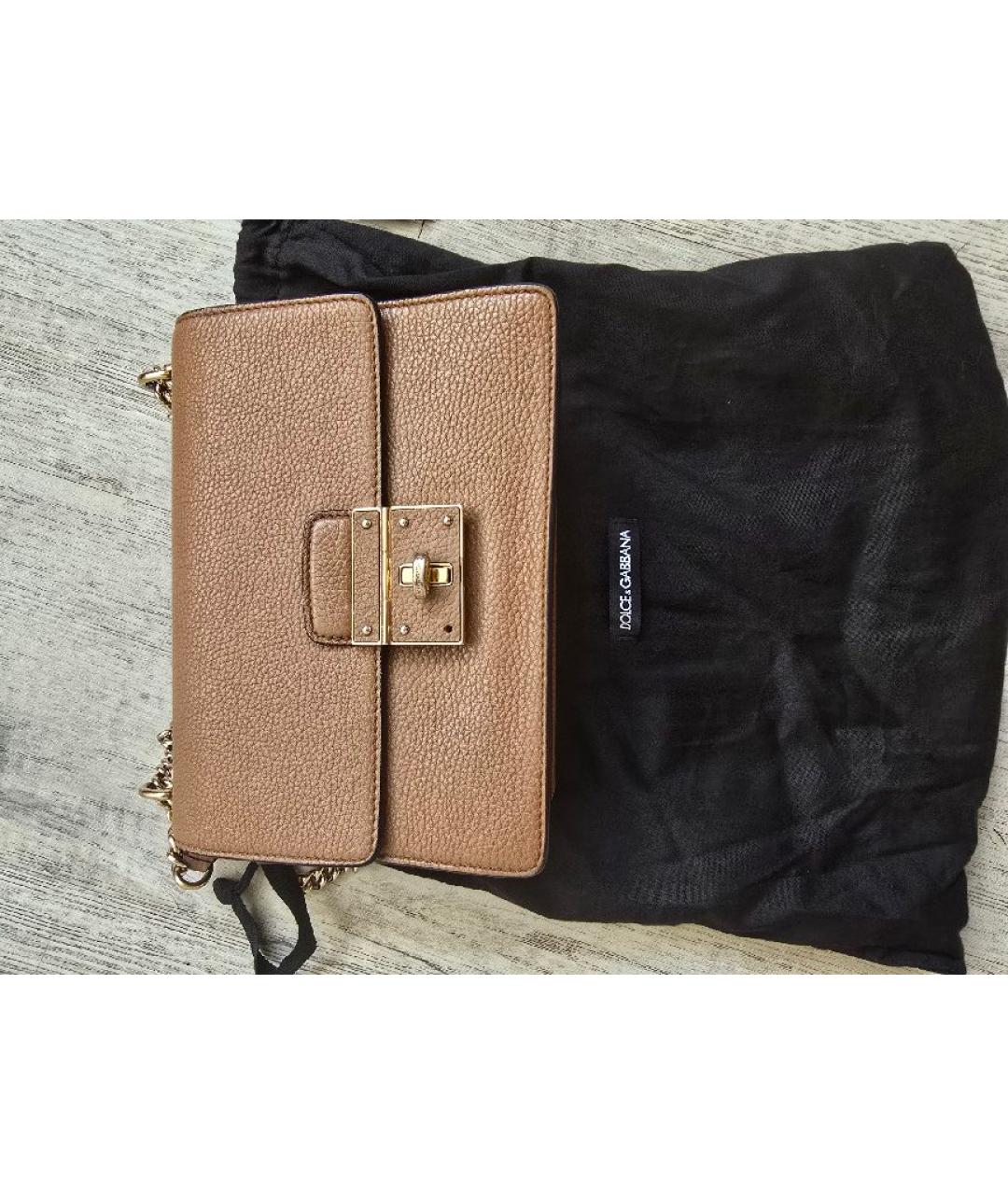 DOLCE&GABBANA Коричневая кожаная сумка тоут, фото 2