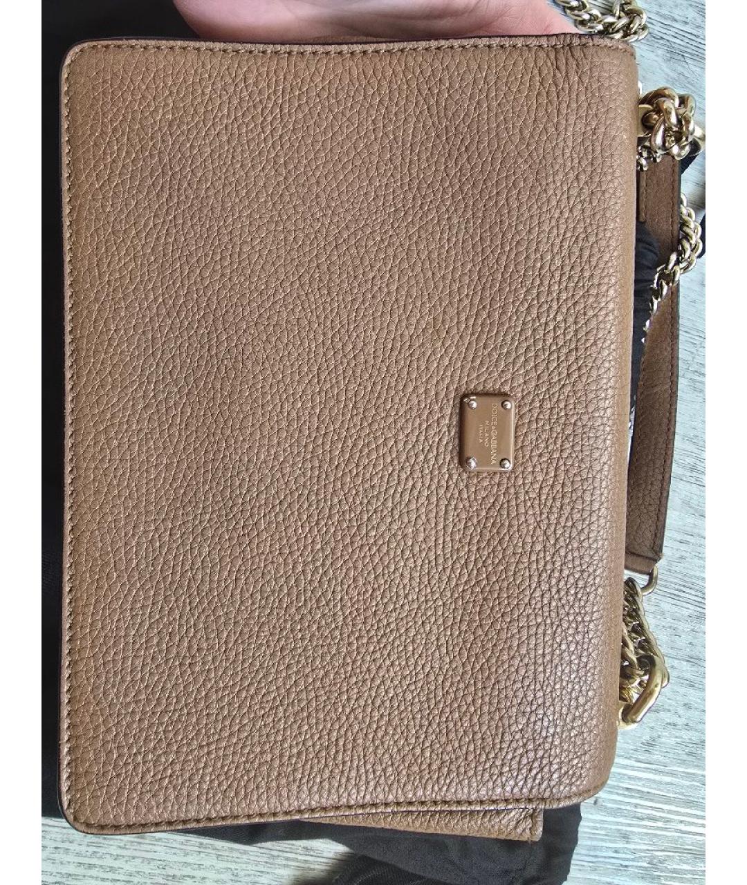 DOLCE&GABBANA Коричневая кожаная сумка тоут, фото 4