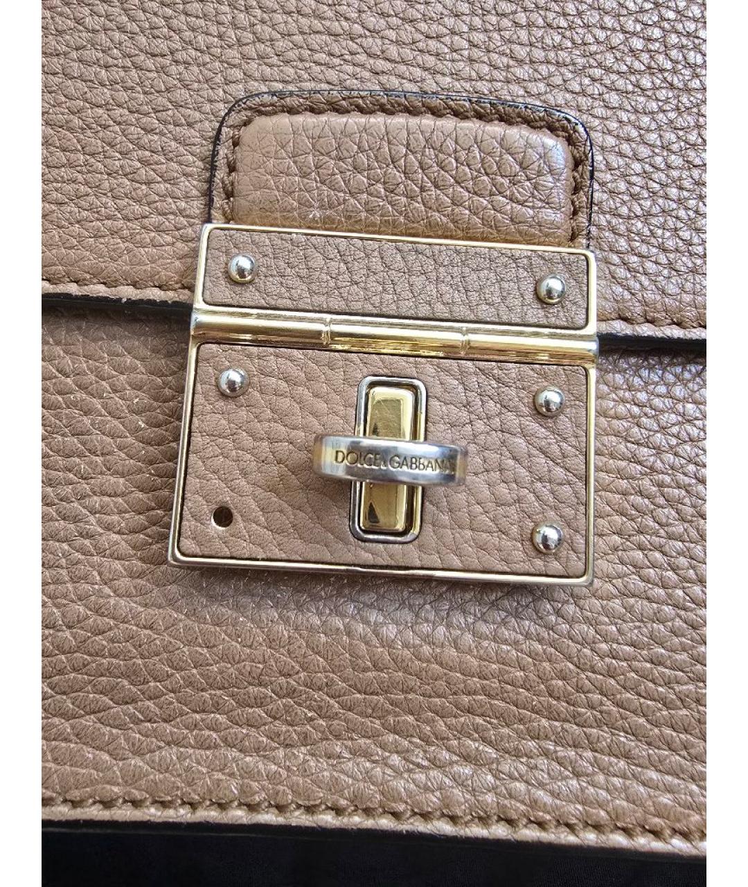 DOLCE&GABBANA Коричневая кожаная сумка тоут, фото 3