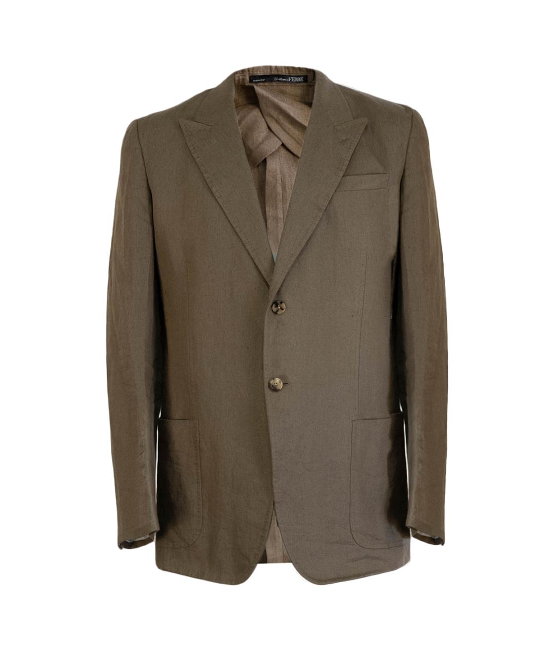 GIANFRANCO FERRE Коричневый льняной пиджак, фото 1
