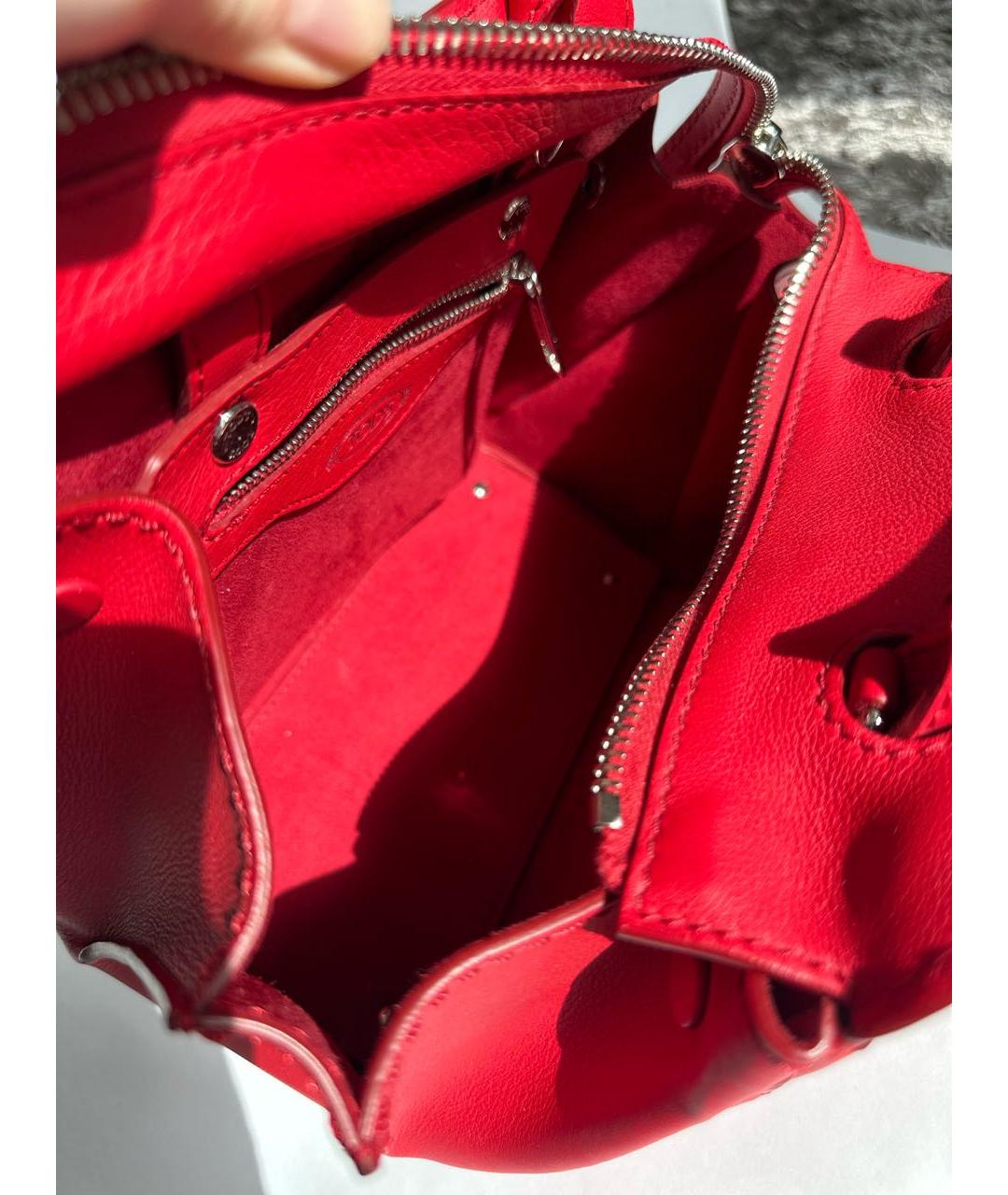 TOD'S Красная кожаная сумка с короткими ручками, фото 5