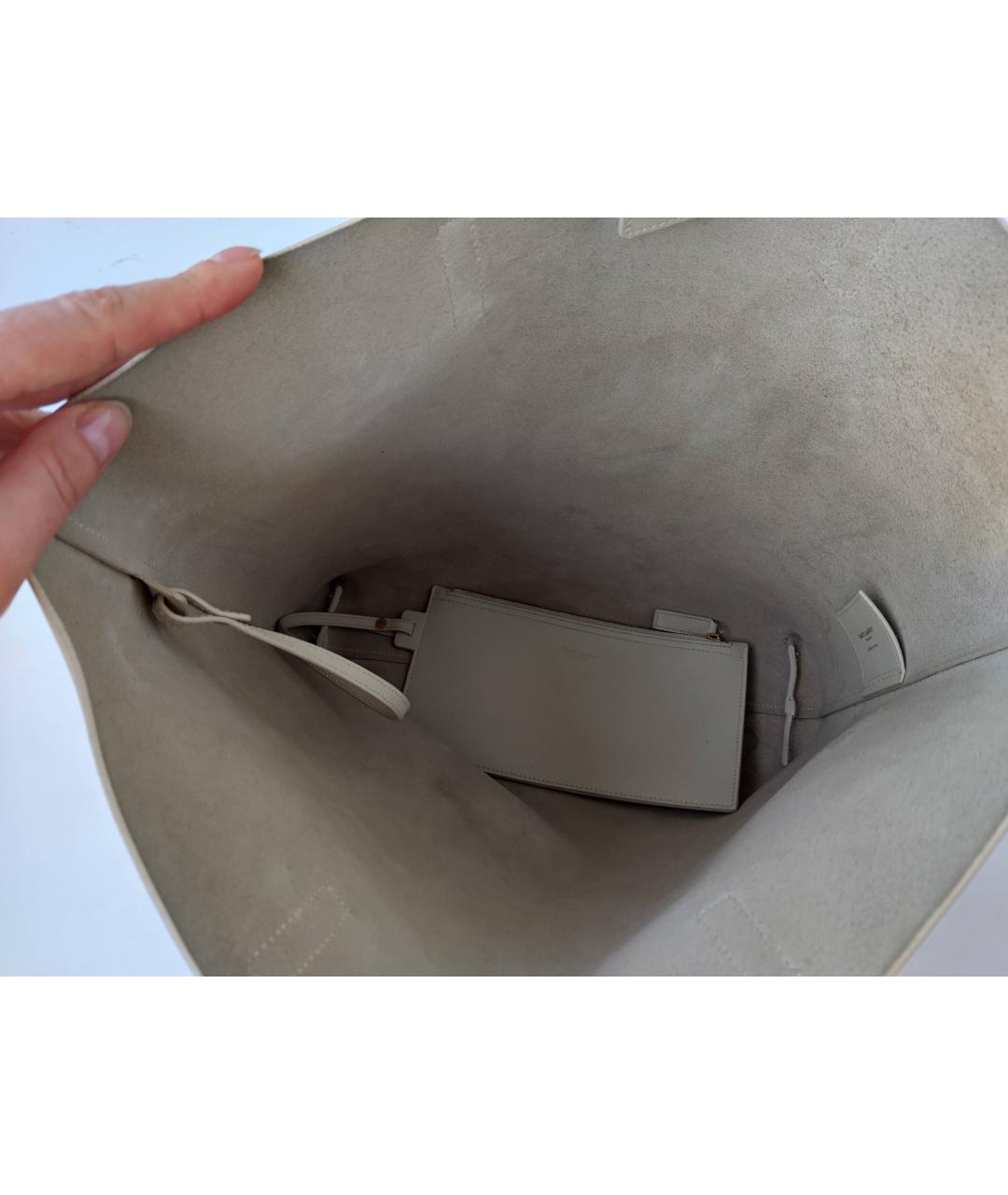 SAINT LAURENT Белая сумка тоут из искусственной кожи, фото 5