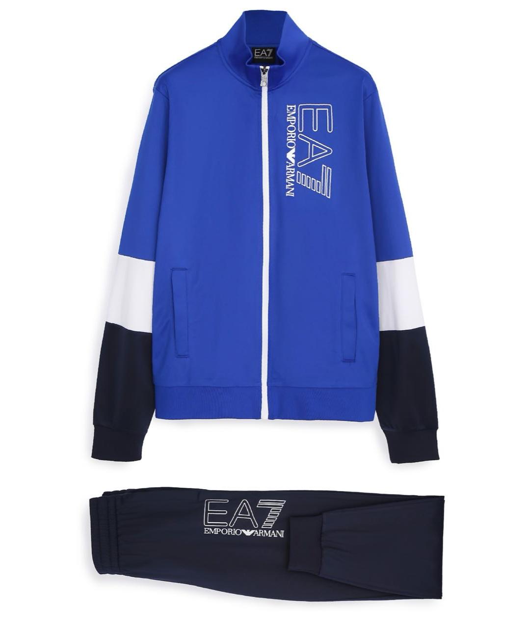 EA7 Синий полиэстеровый спортивный костюм, фото 3