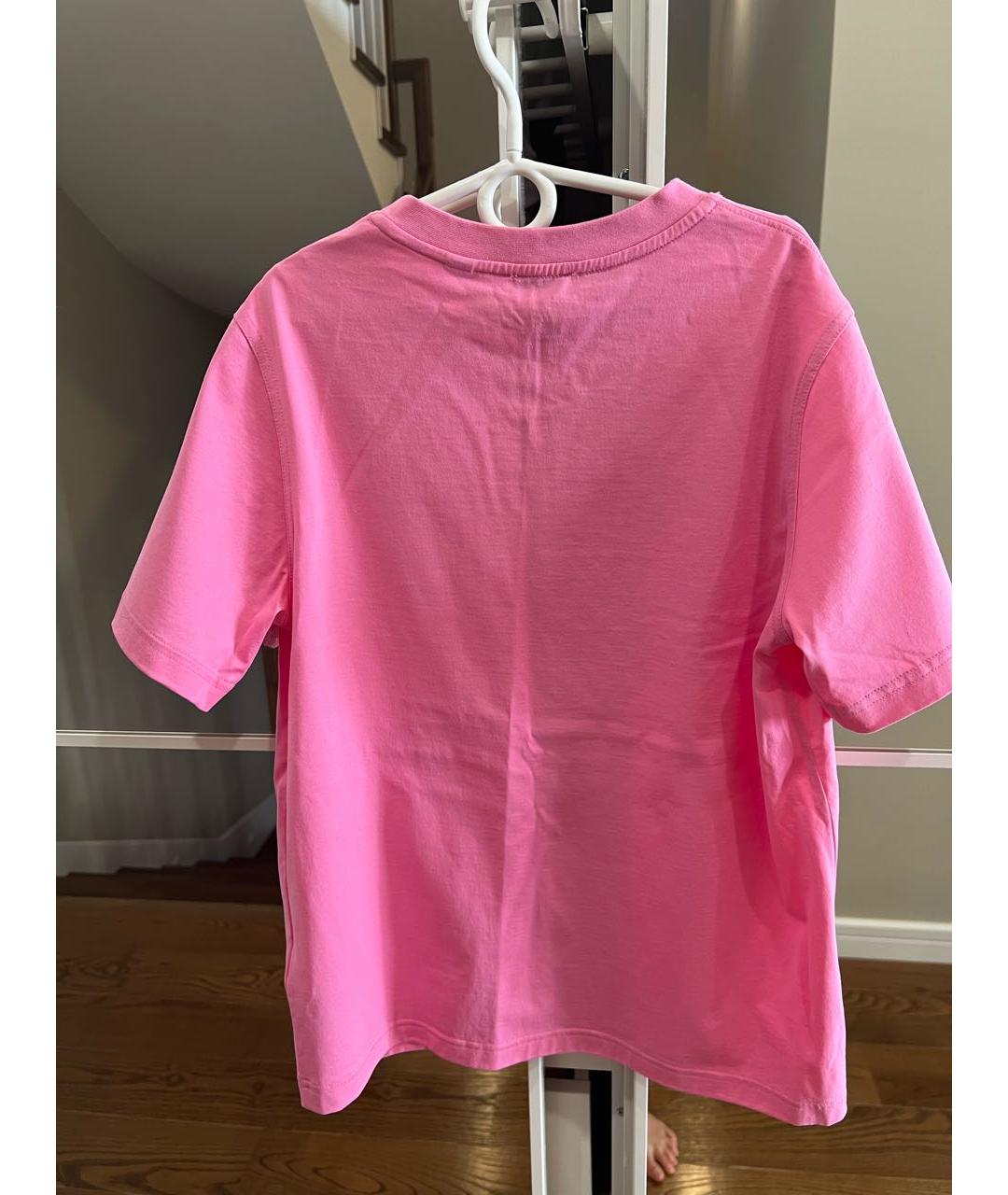 BURBERRY Розовая хлопковая футболка, фото 2