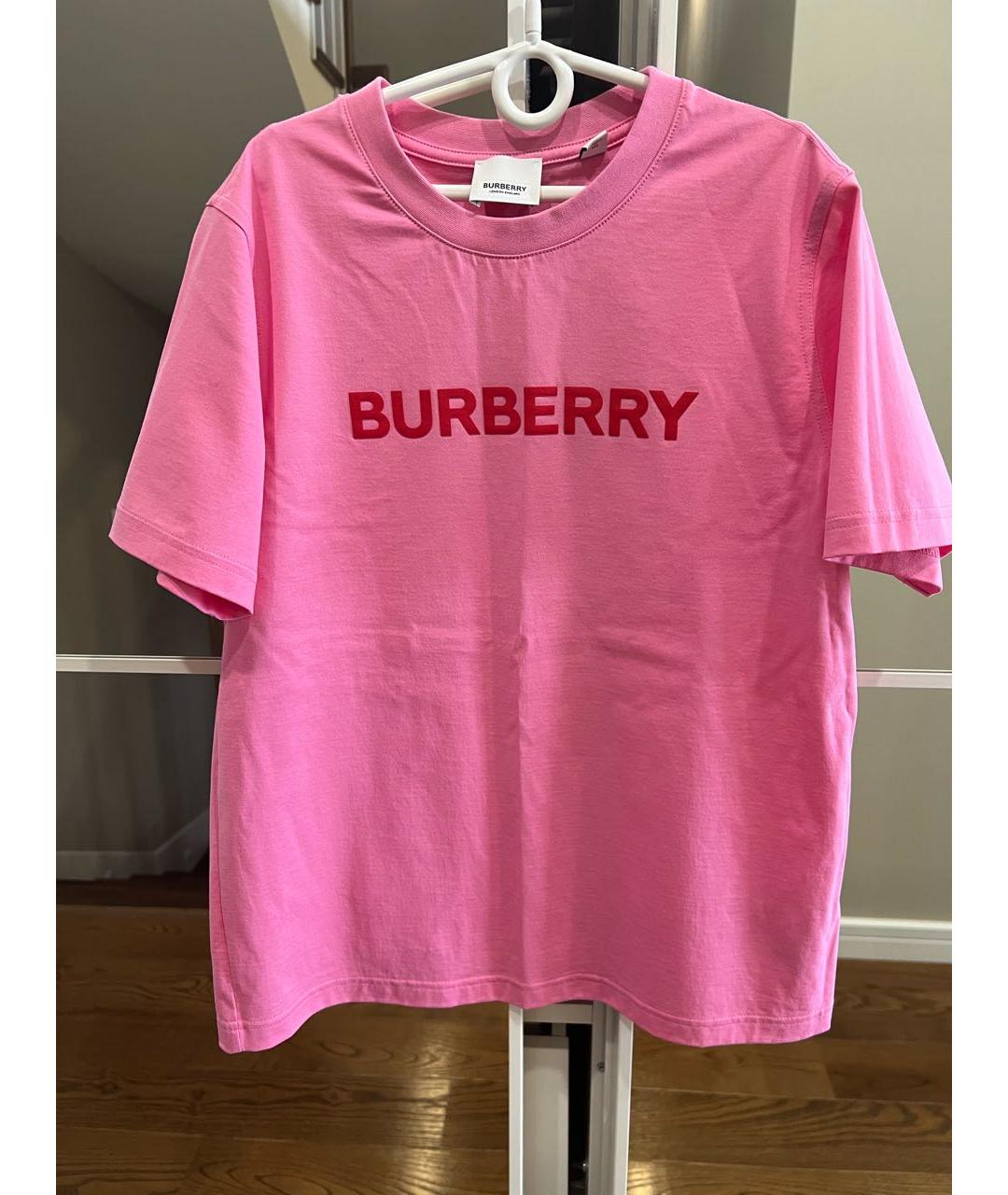 BURBERRY Розовая хлопковая футболка, фото 5