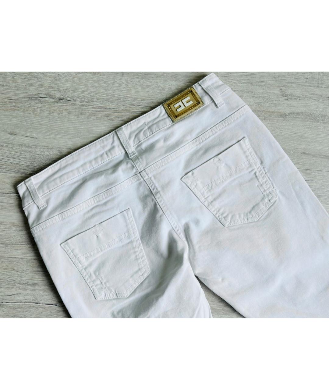 ELISABETTA FRANCHI Белые хлопко-эластановые джинсы слим, фото 6