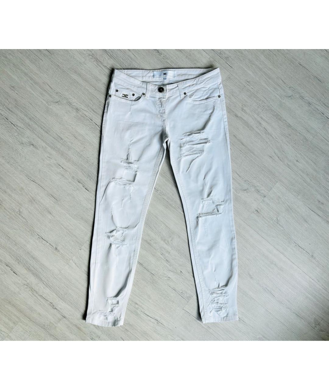ELISABETTA FRANCHI Белые хлопко-эластановые джинсы слим, фото 8
