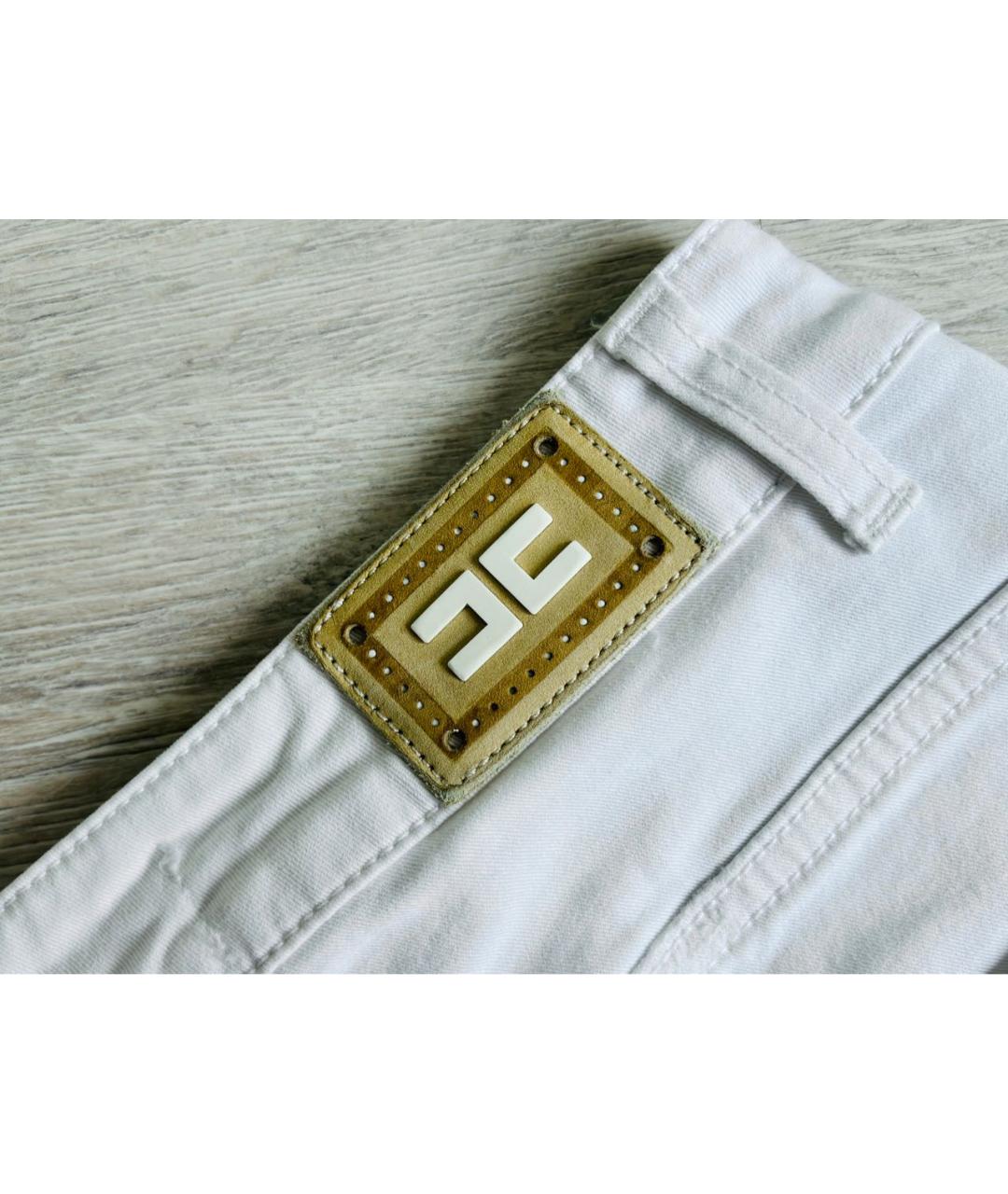 ELISABETTA FRANCHI Белые хлопко-эластановые джинсы слим, фото 7
