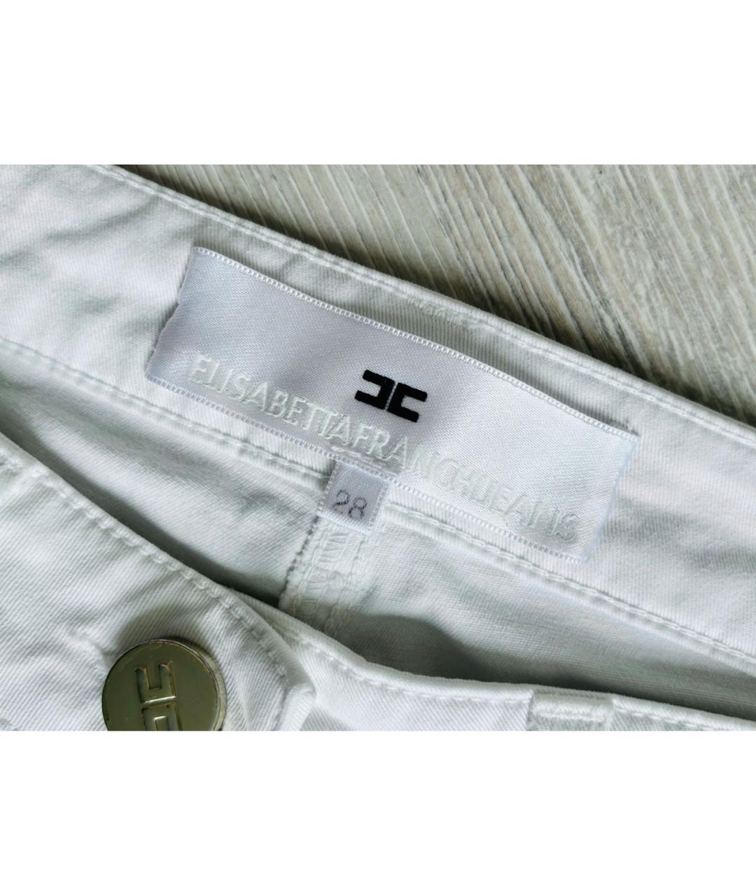 ELISABETTA FRANCHI Белые хлопко-эластановые джинсы слим, фото 3