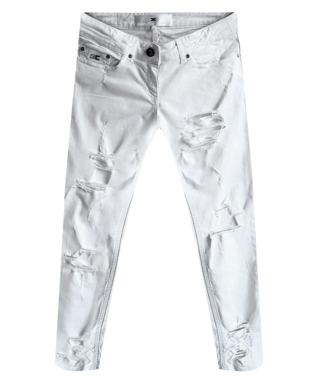 ELISABETTA FRANCHI Белые хлопко-эластановые джинсы слим, фото 10