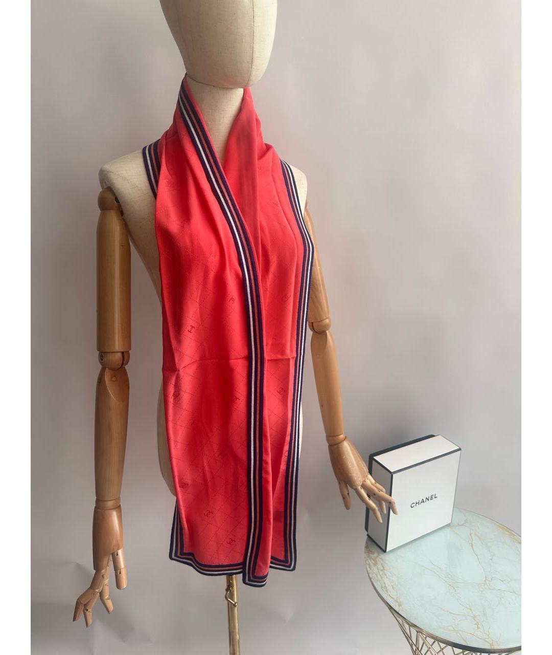 CHANEL PRE-OWNED Красный шелковый платок, фото 5